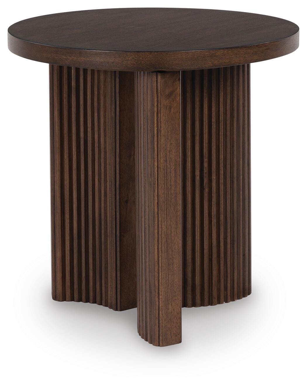 Korestone Round End Table (Dark Brown) 5