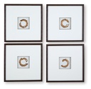Dallbourne White and Gold Abstract Wall Art Set of 4