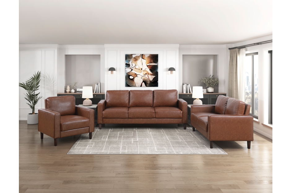 Malcolm 3 Piece Sofa, Loveseat and Chair Set (Chocolate Brown)