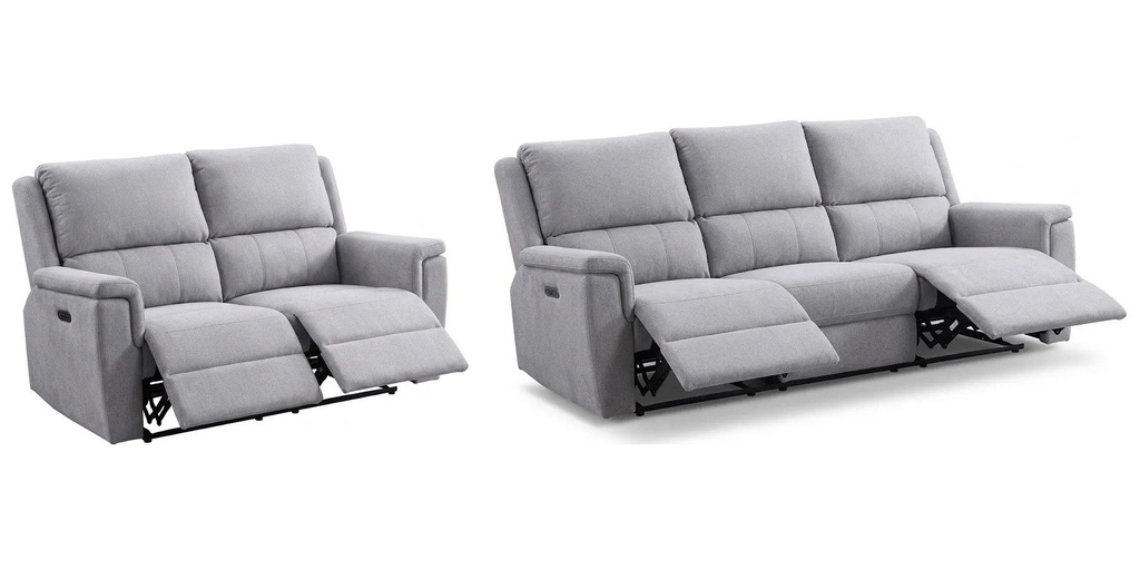 Apex 2 Piece Power Reclining Sofa and Loveseat Set (Grey)