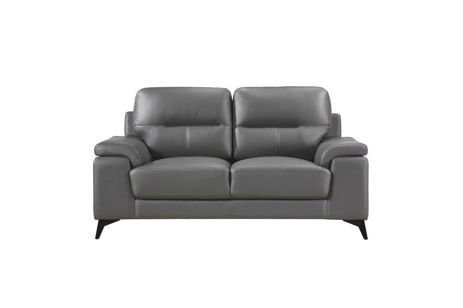 Mischa Dark Grey Leather Loveseat 2