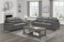 Mischa 2 Piece Sofa and Loveseat Set (Dark Grey Leather)