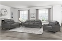 Mischa 3 Piece Sofa, Loveseat and Chair Set (Dark Grey Leather)