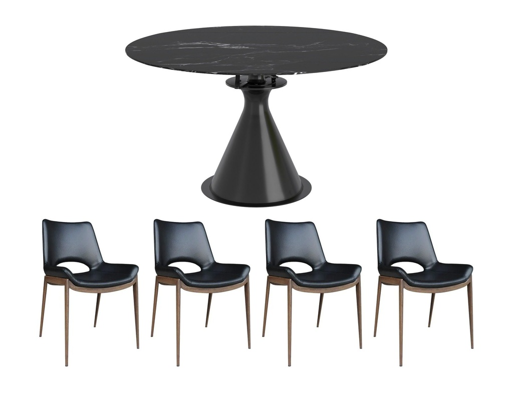 Calisto Sintered Stone 5-Piece Round Extension Dining Set