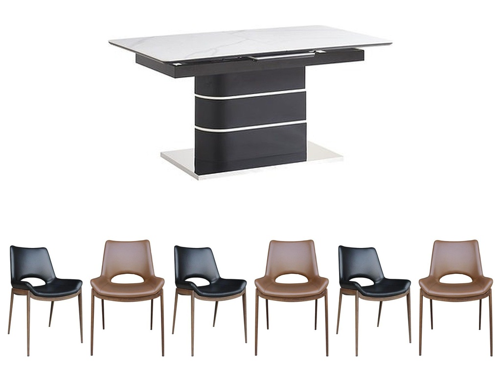 Phewa Sintered Stone 7 Piece Dining Set
