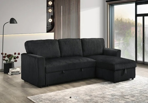 Onyx Black Reversible Sofa Bed Sectional with Storage Chaise 6