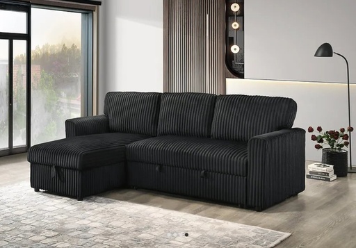Onyx Black Reversible Sofa Bed Sectional with Storage Chaise 5