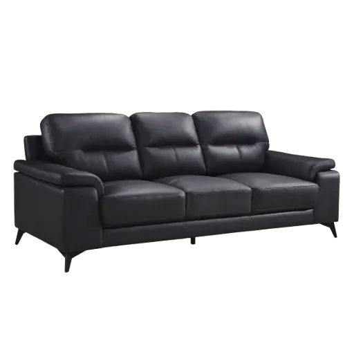 Mischa Black Leather Sofa