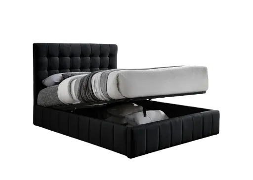 Dharara Channel-Tufted Storage Bed Black (Queen)