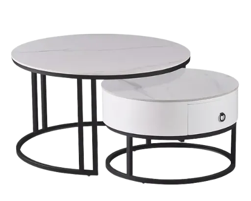 Calacatta White Stone Nesting Coffee Table Duo