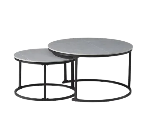 Astoria Geometric Matte-Black Nesting Table Duo