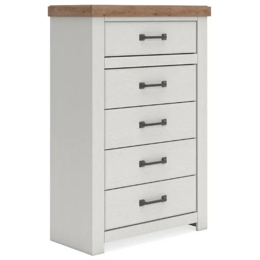 Five-Drawer Chest (White with Wood Top)