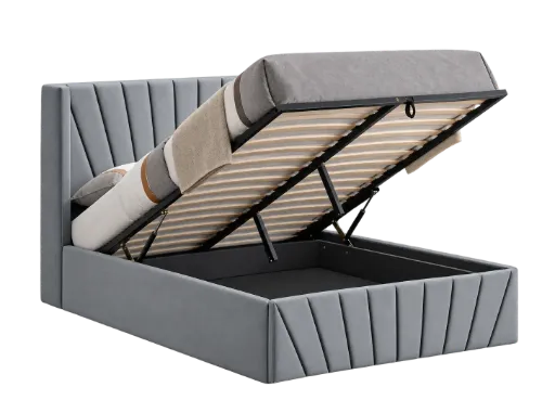 Moraine Fan-Tufted Velvet Lift Storage Bed