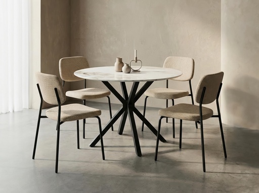 Gosaikunda Round Stone-Top Dining Set (5-Piece)