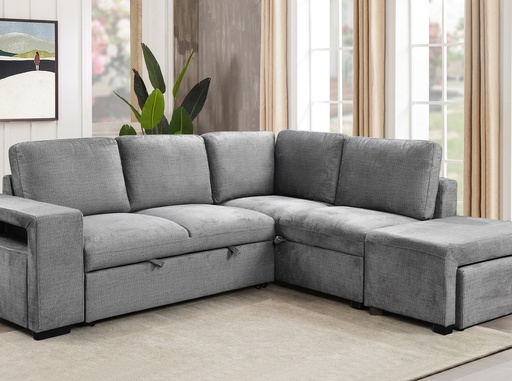 Nahanni Storage Sofabed Sectional with Ottomans (Grey)