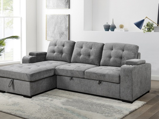 Okanagan Sofabed Sectional with Arm Storage (Grey)