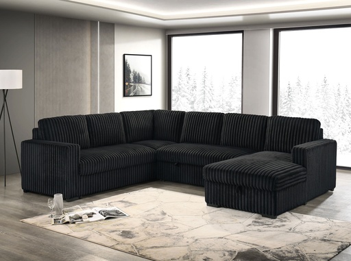 Manaslu Corduroy Storage Sofabed Sectional (Black)