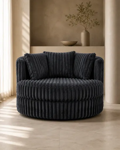 Haven 55" Custom Swivel Accent Chair (Charcoal)