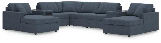 Modmax 8-Piece Modular Next-Gen Nuvella™ Performance Fabric Double Chaise Sectional with Audio and Storage Consoles