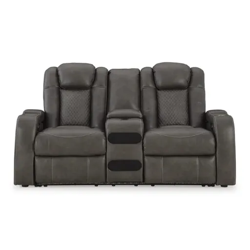 Fyne-Dyme Dual Power Reclining Loveseat with Audio Console