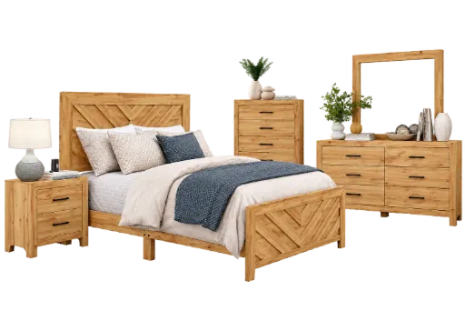 Brookside Natural Wood 6-Piece Bedroom Set