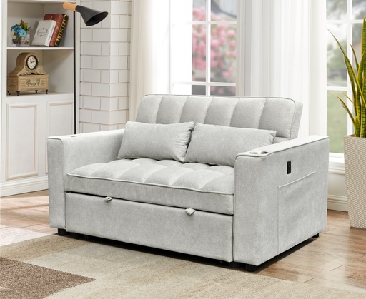 Compact Sofabed in Grey Fabric