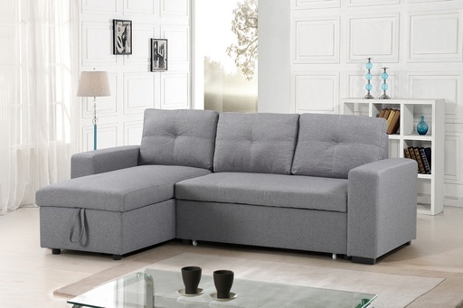 Reversible Chaise Sofabed Sectional in Grey Fabric