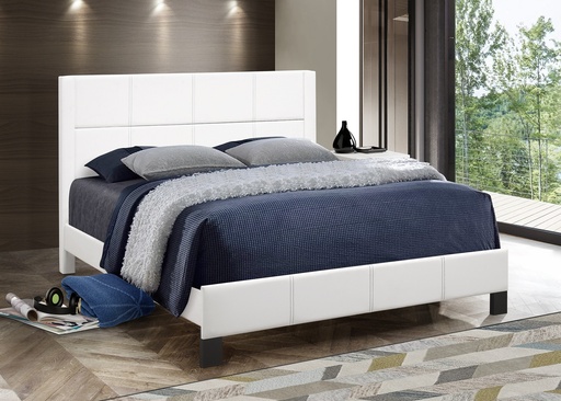 Oakhaven White Leather Panel Bed