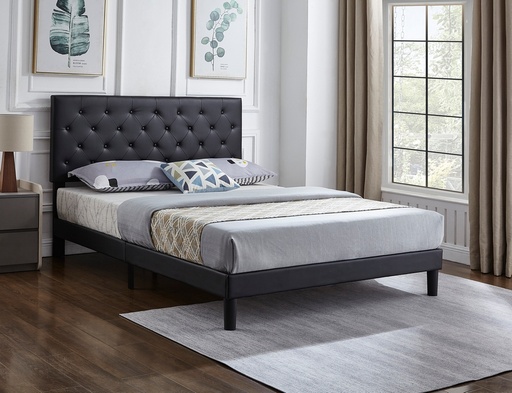 Stratford Diamond-Tufted Leather Bed