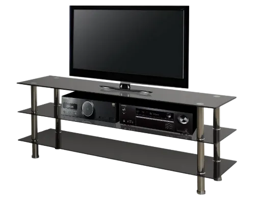 Black Glass Chrome Leg TV Stand