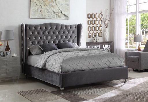 Waverly Velvet Wingback Tufted Bed