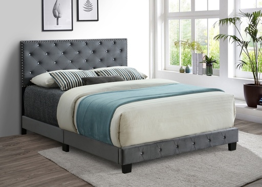 Ironwood Crystal-Tufted Velvet Bed