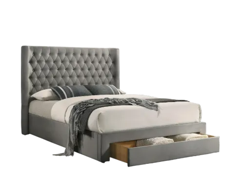 Lansdale Grey Diamond-Tufted Storage Bed