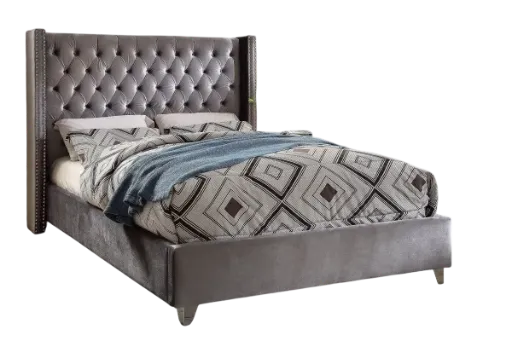 Calloway Velvet Wingback Nailhead Bed