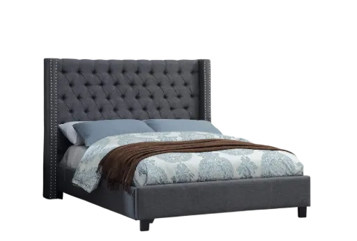Glenmoor Grey Linen Tufted Bed