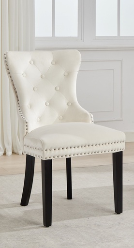 Nailhead Tufted Dining Chair (Creme Velvet)
