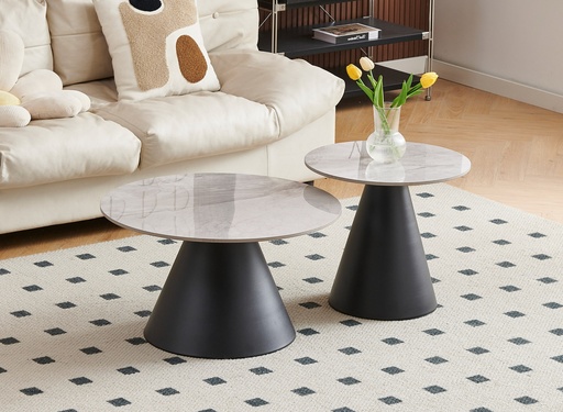 Armani Grey Marble Top Coffee Table Set