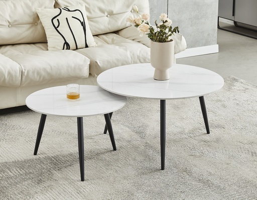 Snowy WhiteSintered Stone Marble Top Coffee Table