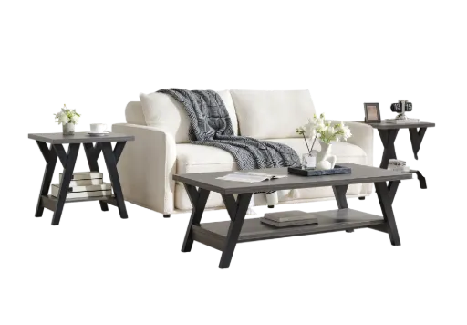 Black Leg Wood Coffee Table Set