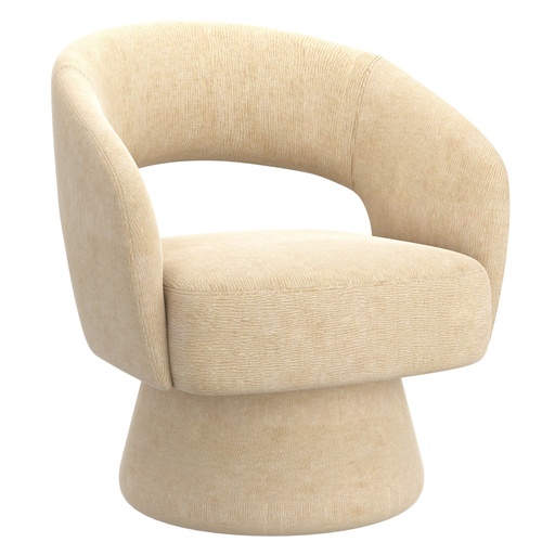 Santo Beige Chenille Swivel Bucket Accent Chair 1