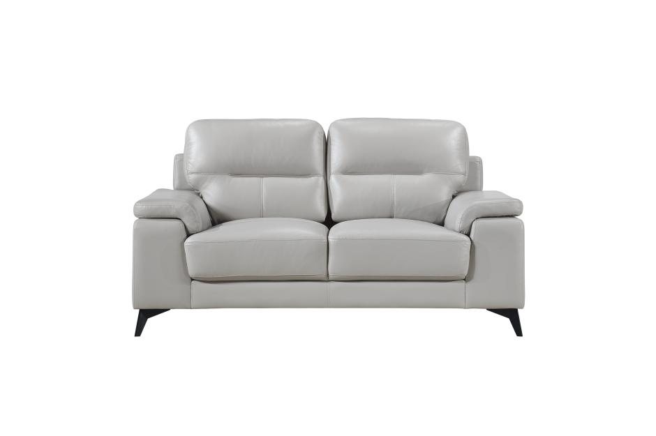 Mischa Silver Leather Loveseat 1