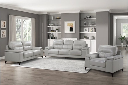 Mischa 3 Piece Sofa, Loveseat and Chair Set (Silver Leather) 1
